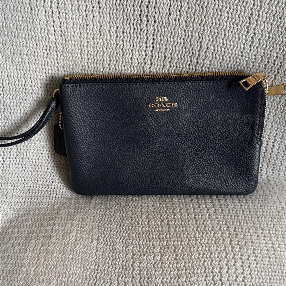 Coach Black Pebbled Leather Wristlet